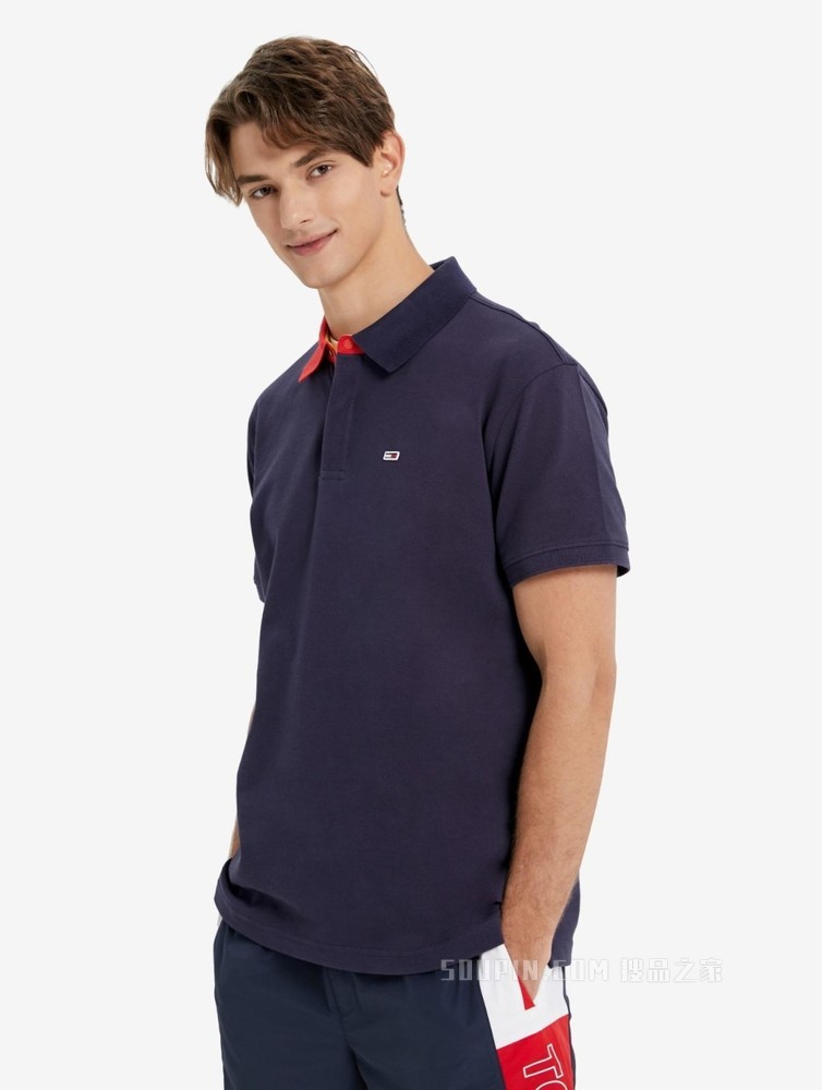 Tommy 22新款春夏男装时尚珠地棉撞色翻领宽松短袖POLO衫12967