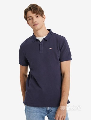 Tommy 22新款春夏男装时尚螺纹提花珠地棉翻领短袖POLO衫12962