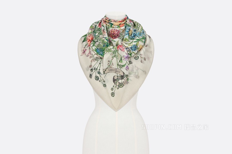 Dior 印花披肩 多色羊绒面料 D-Floral 印花