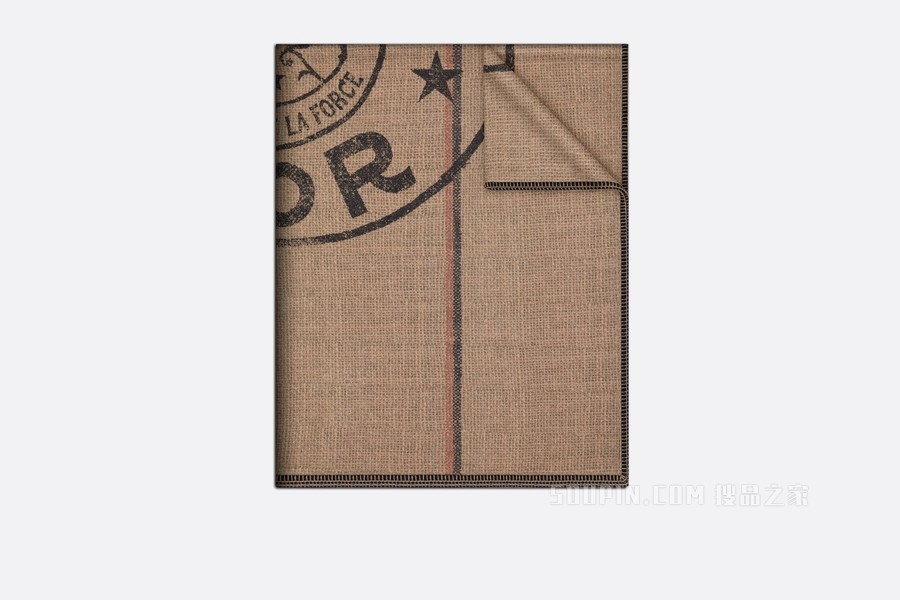 Dior 印花披肩 米色和黑色羊毛面料 Dior Union 印花