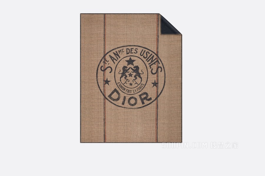 Dior 印花披肩 米色和黑色羊毛面料 Dior Union 印花