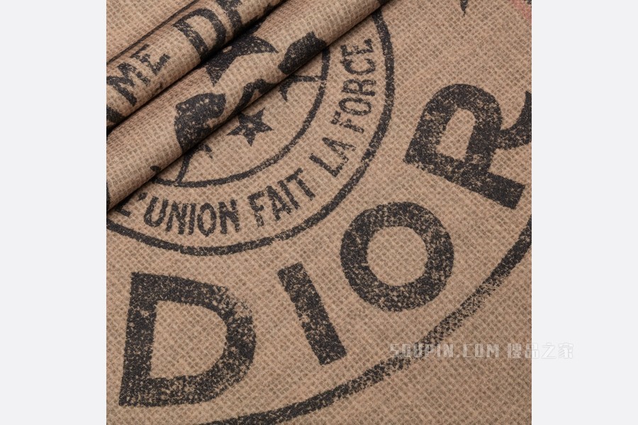 Dior 印花披肩 米色和黑色羊毛面料 Dior Union 印花