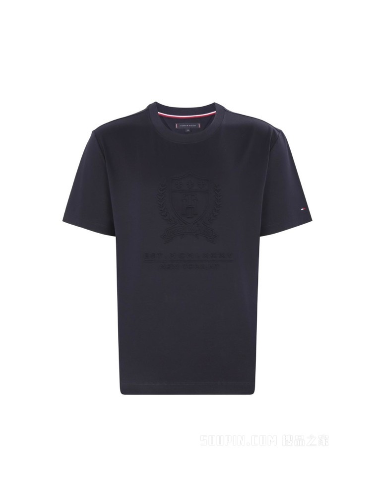 Tommy 22新款春夏男装时尚浮雕字母徽章压纹LOGO圆领短袖T恤25056