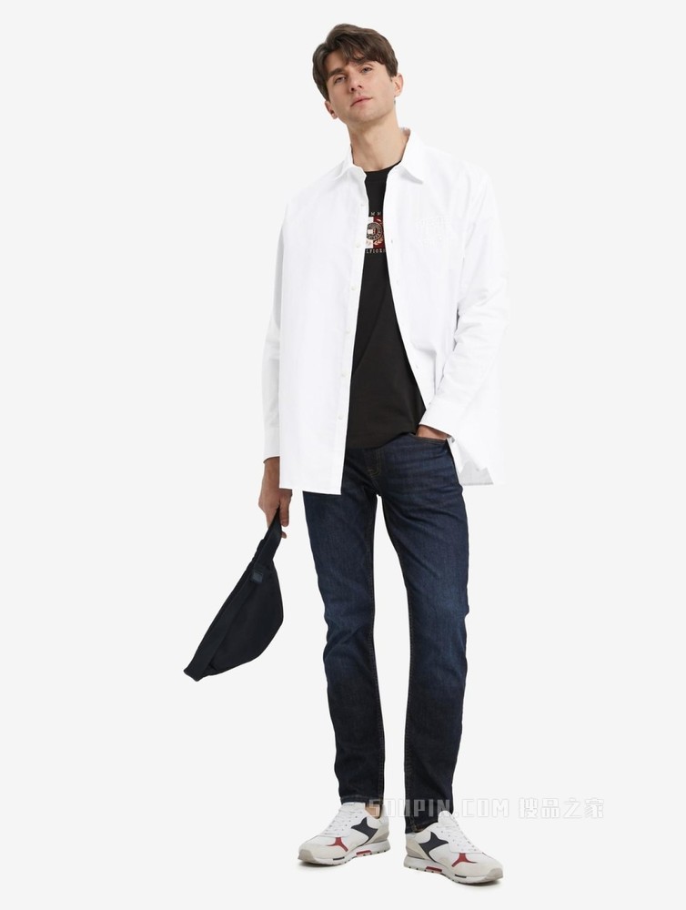 Tommy【金秀贤同款】22新款春夏男装徽章刺绣落肩款宽松衬衫23764