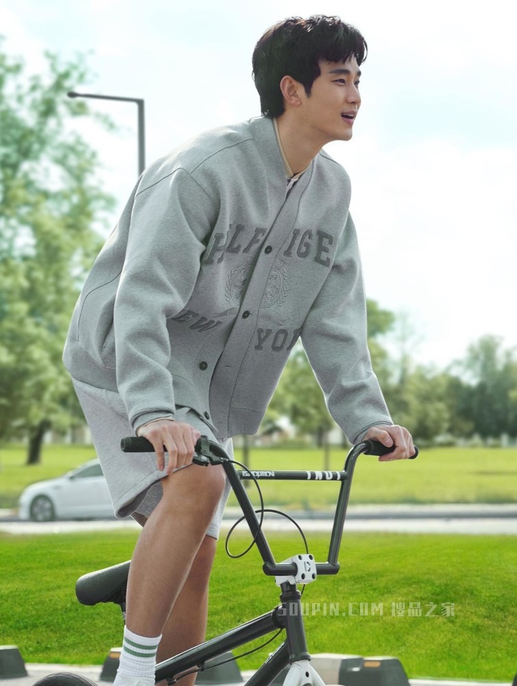 Tommy【金秀贤同款】22新款春夏男装徽章刺绣抽绳腰休闲短裤23784