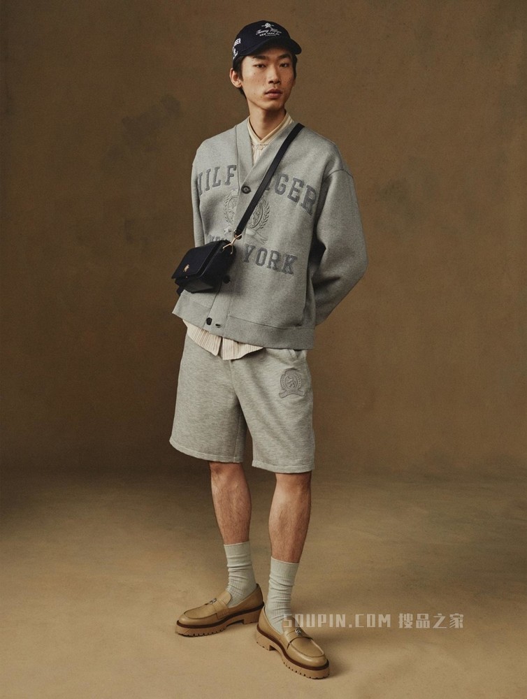 Tommy【金秀贤同款】22新款春夏男装徽章刺绣抽绳腰休闲短裤23784