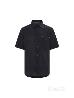 Tommy 22新款春夏男装简约绣标纽扣加固翻领宽松短袖衬衫23139