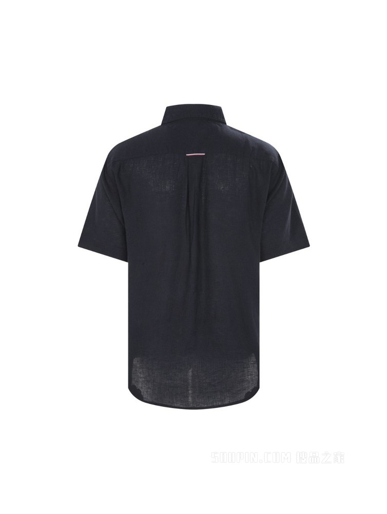 Tommy 22新款春夏男装简约绣标纽扣加固翻领宽松短袖衬衫23139