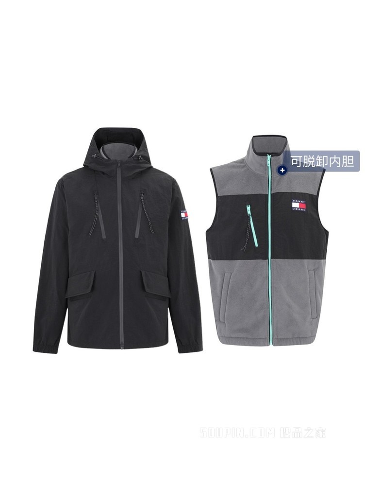 Tommy 22新款春季男装机能风可拆卸摇粒绒内胆宽松夹克外套12467