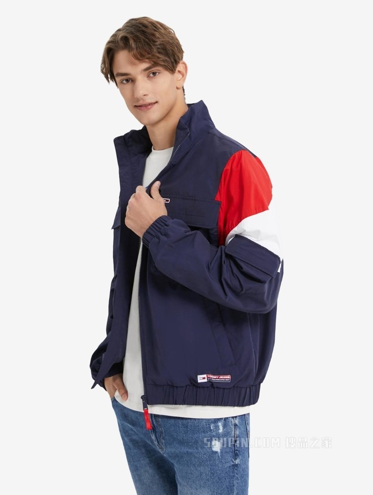 Tommy 22新款春夏男装时尚运动拼色字母印花立领单夹克外套13058