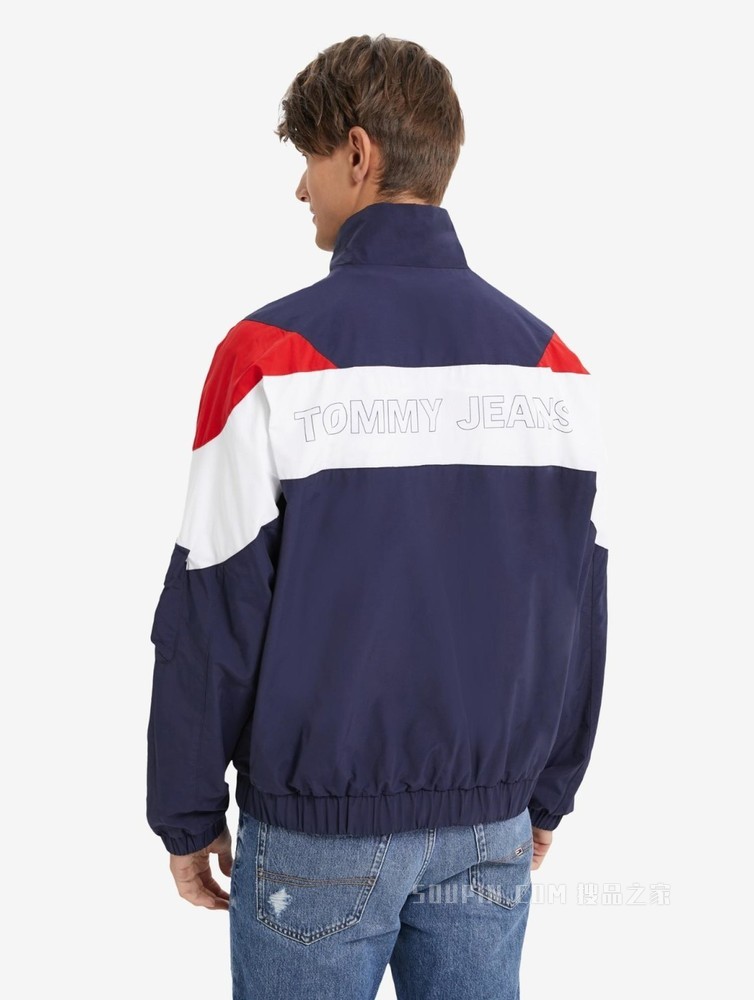 Tommy 22新款春夏男装时尚运动拼色字母印花立领单夹克外套13058