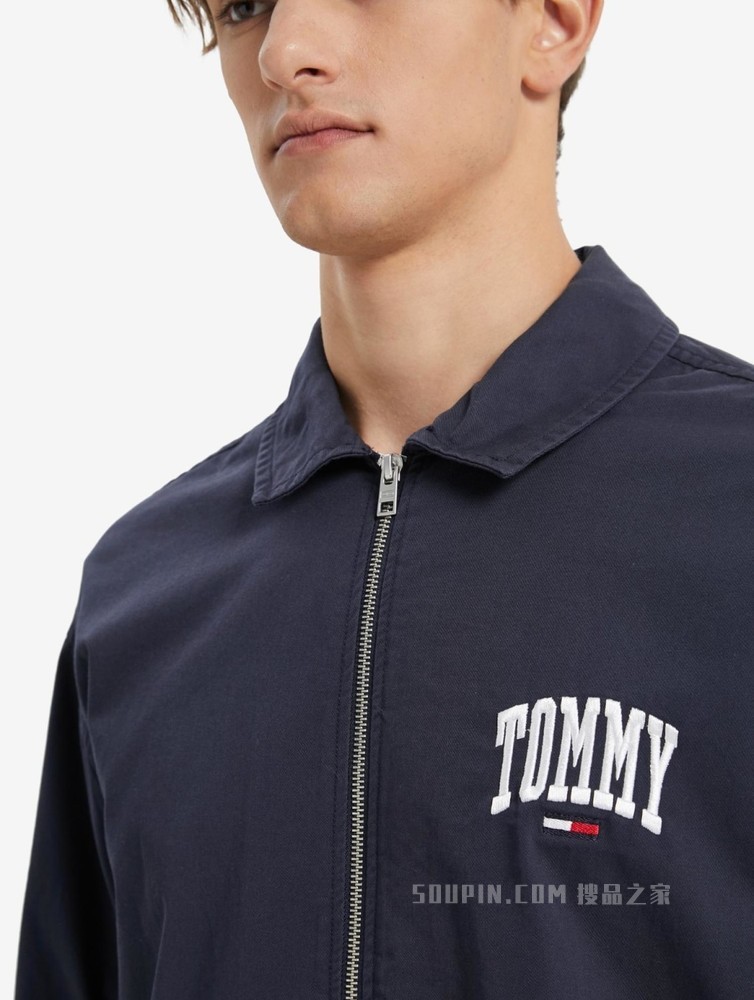 Tommy 22新款春夏男装休闲纯棉刺绣字母拉链翻领单夹克外套13059