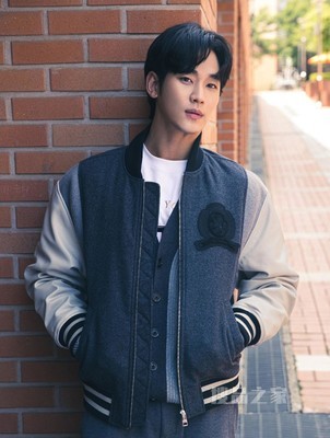Tommy【金秀贤同款】22新款男装羊毛混纺牛皮拼接棒球领夹克22490