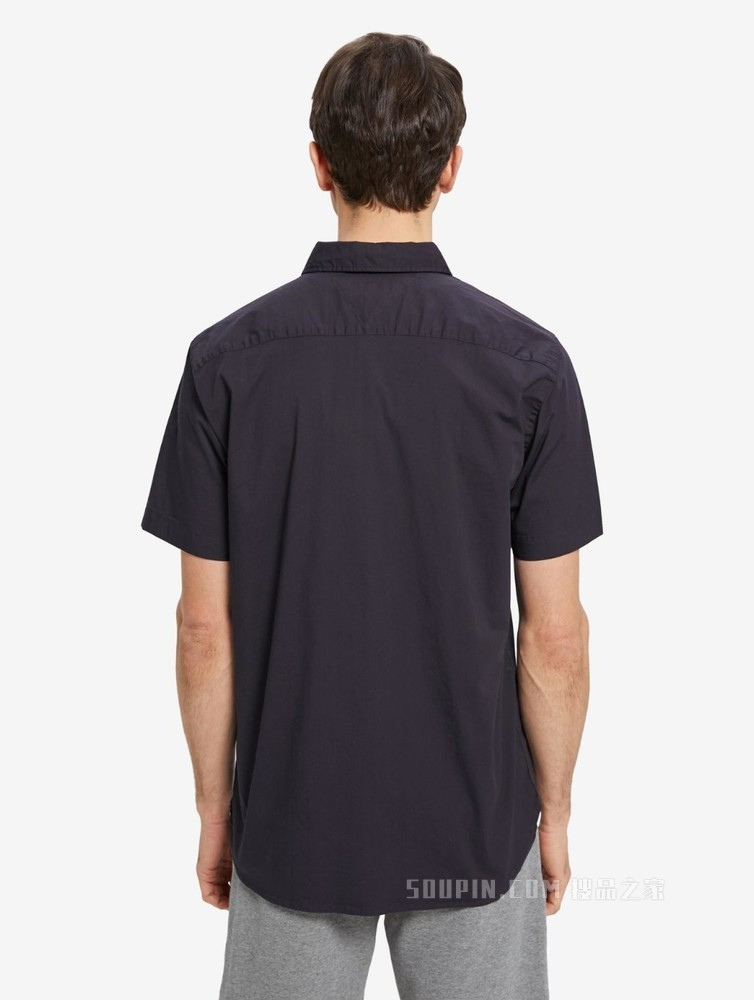 Tommy 22新款春夏男装简约商务尖角扣翻领短袖衬衫MW0MW20977