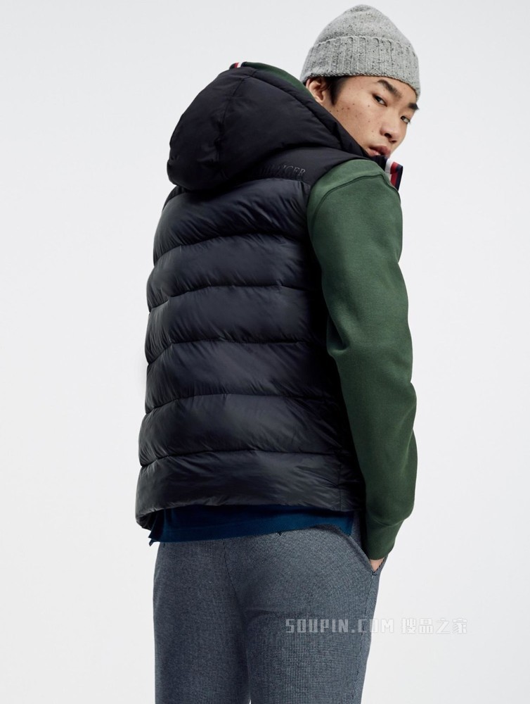Tommy【金秀贤同款】22新款早春男装贴片大口袋铺棉连帽马甲22485