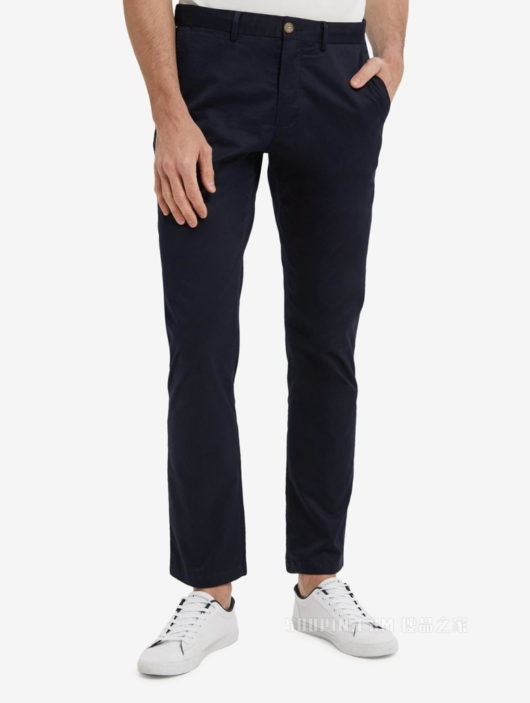Tommy 22新款春夏男装时尚斜纹小绣标合身直筒窄管休闲裤22329