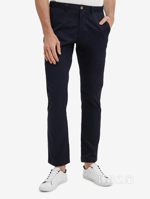 Tommy 22新款春夏男装时尚斜纹小绣标合身直筒窄管休闲裤22329