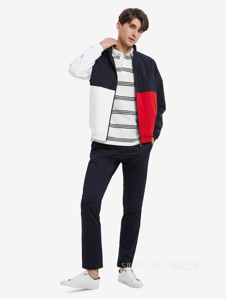 Tommy 22新款春夏男装时尚斜纹小绣标合身直筒窄管休闲裤22329