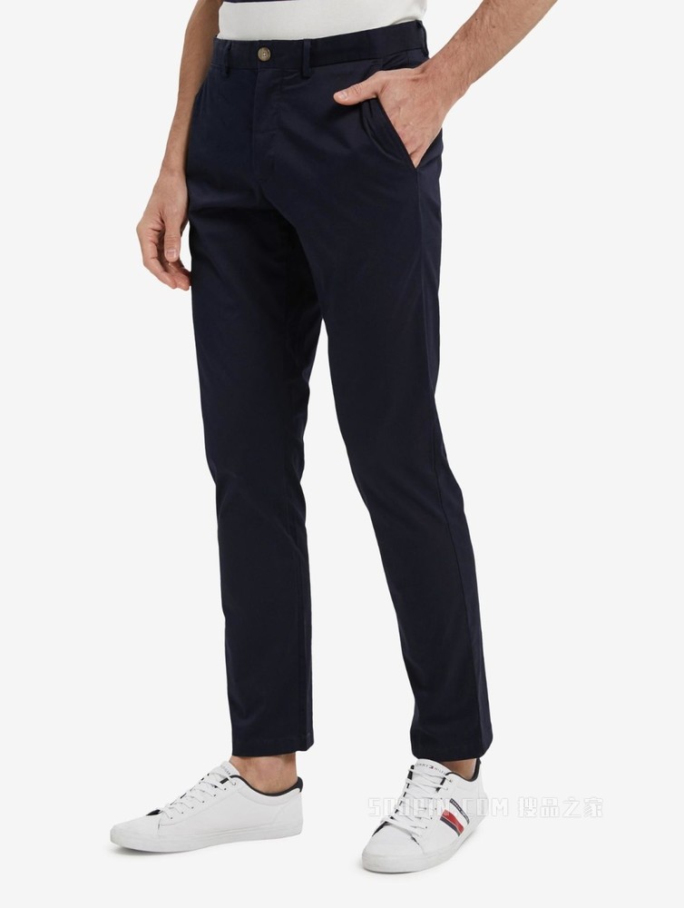 Tommy 22新款春夏男装时尚斜纹小绣标合身直筒窄管休闲裤22329