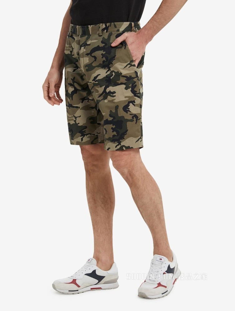 Tommy 22新款春夏男装时尚松紧腰拉链迷彩休闲短裤THD7570509