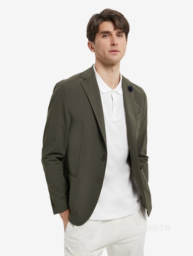 Tommy 22新款春夏男装商务通勤花朵装饰平驳领双扣西装外套58405