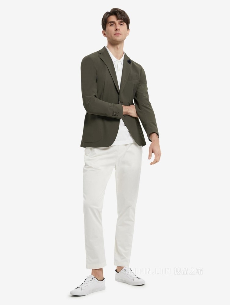 Tommy 22新款春夏男装商务通勤花朵装饰平驳领双扣西装外套58405