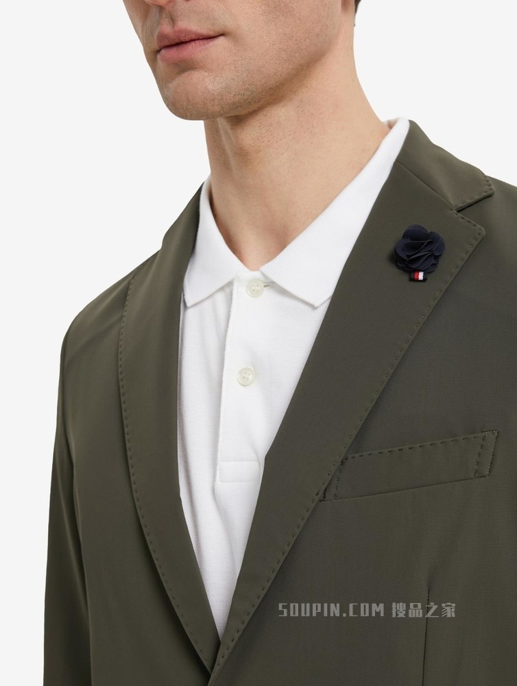 Tommy 22新款春夏男装商务通勤花朵装饰平驳领双扣西装外套58405