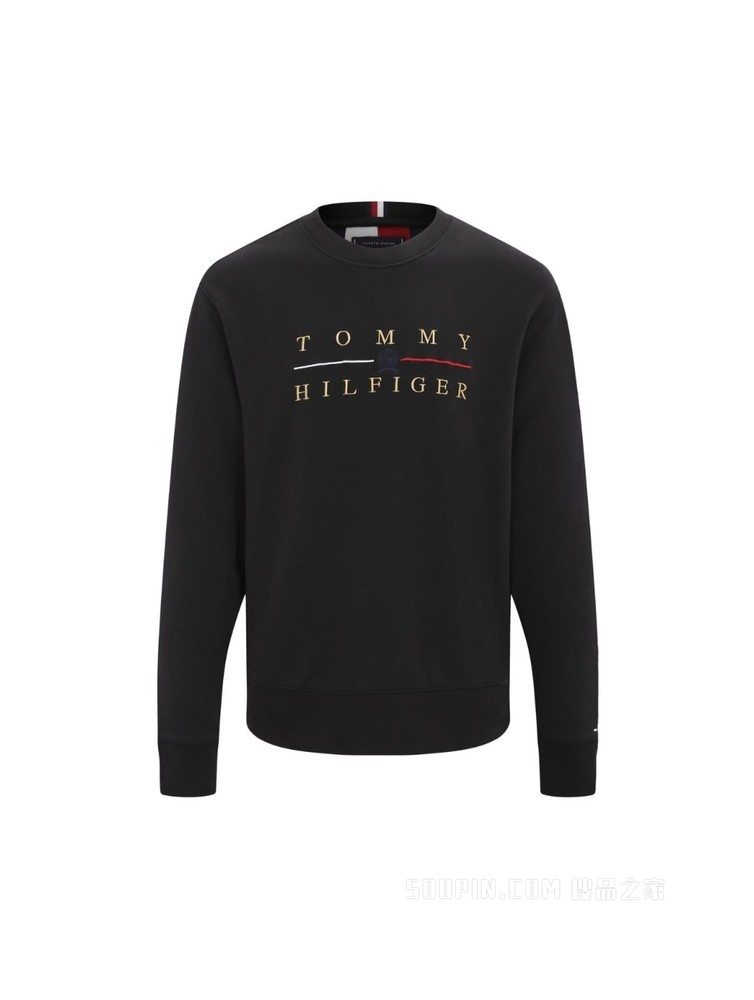 Tommy 22新款春季男装纯棉字母徽章刺绣LOGO圆领宽松卫衣22354