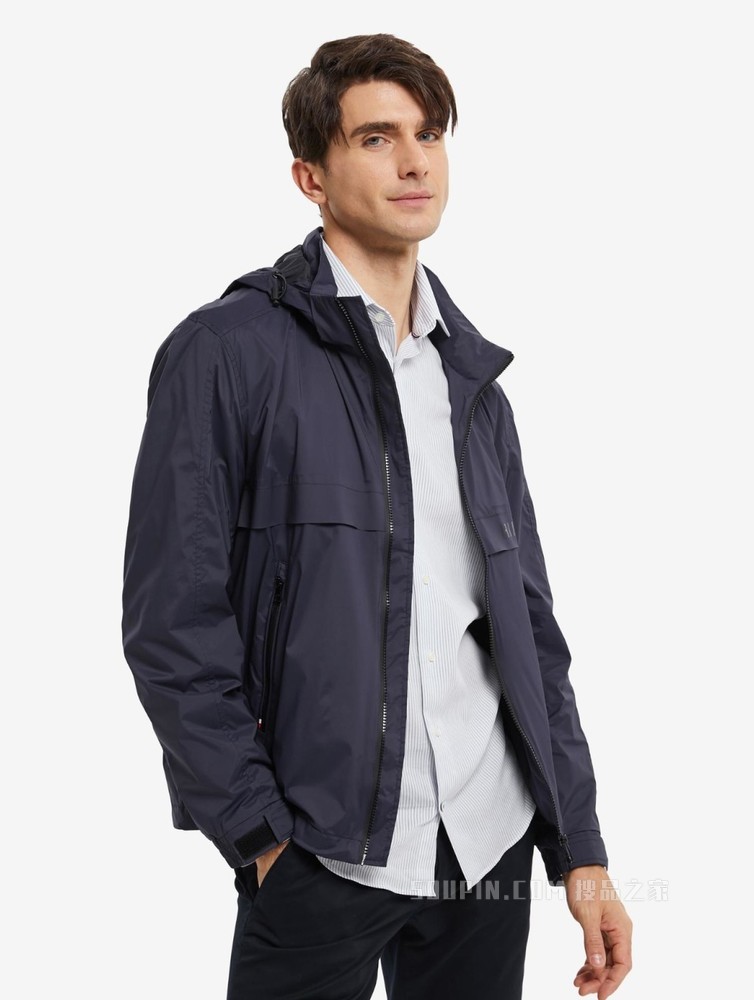 Tommy 22新款春季男装时尚浮雕LOGO拉链连帽夹克外套MW0MW25482