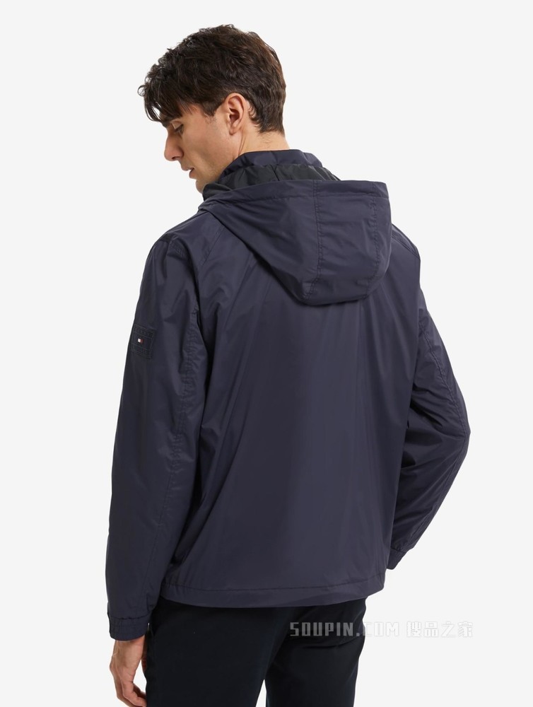 Tommy 22新款春季男装时尚浮雕LOGO拉链连帽夹克外套MW0MW25482