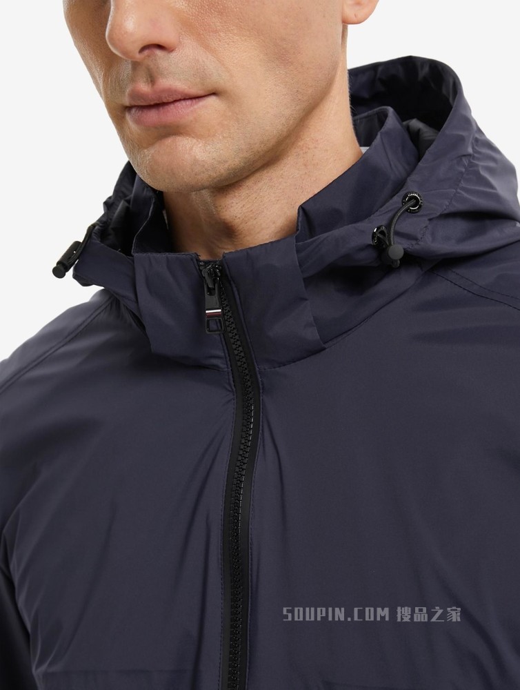 Tommy 22新款春季男装时尚浮雕LOGO拉链连帽夹克外套MW0MW25482