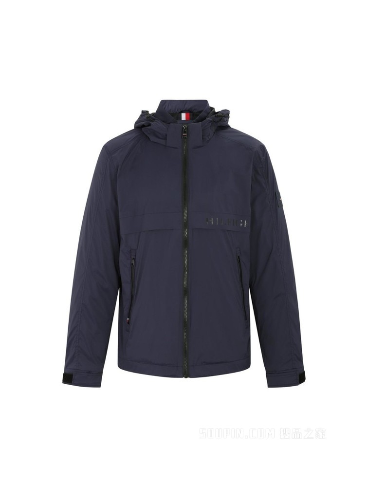 Tommy 22新款春季男装时尚浮雕LOGO拉链连帽夹克外套MW0MW25482