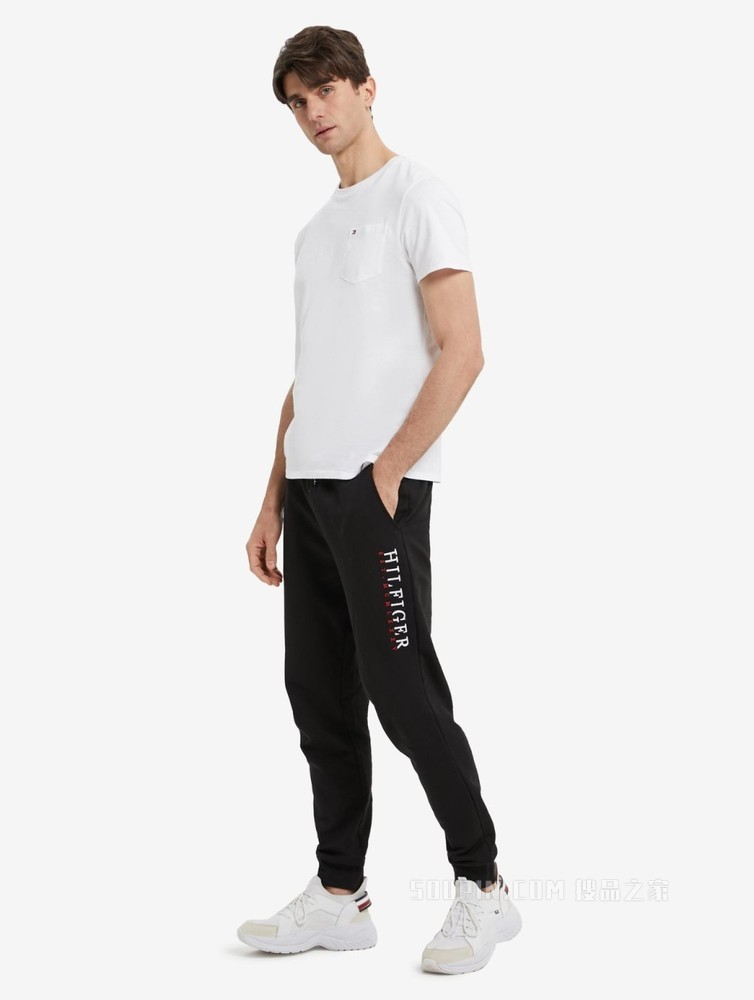 Tommy 22新款春季男装简约百搭撞色字母刺绣抽绳束脚卫裤22357
