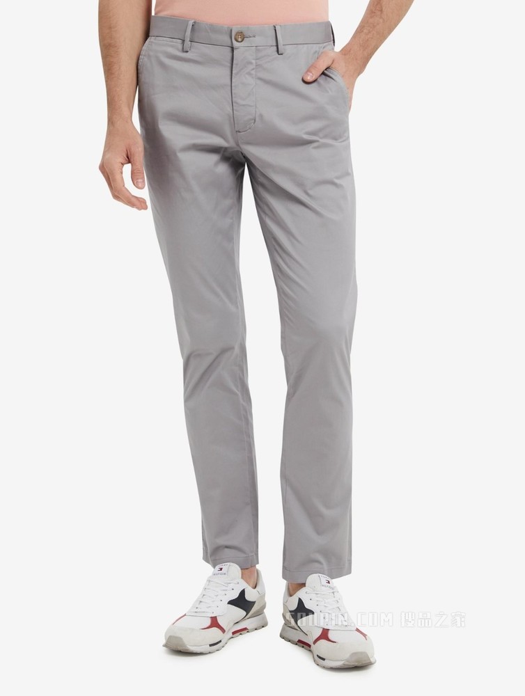 Tommy 22新款春夏男装时尚斜纹小绣标合身直筒窄管休闲裤22329