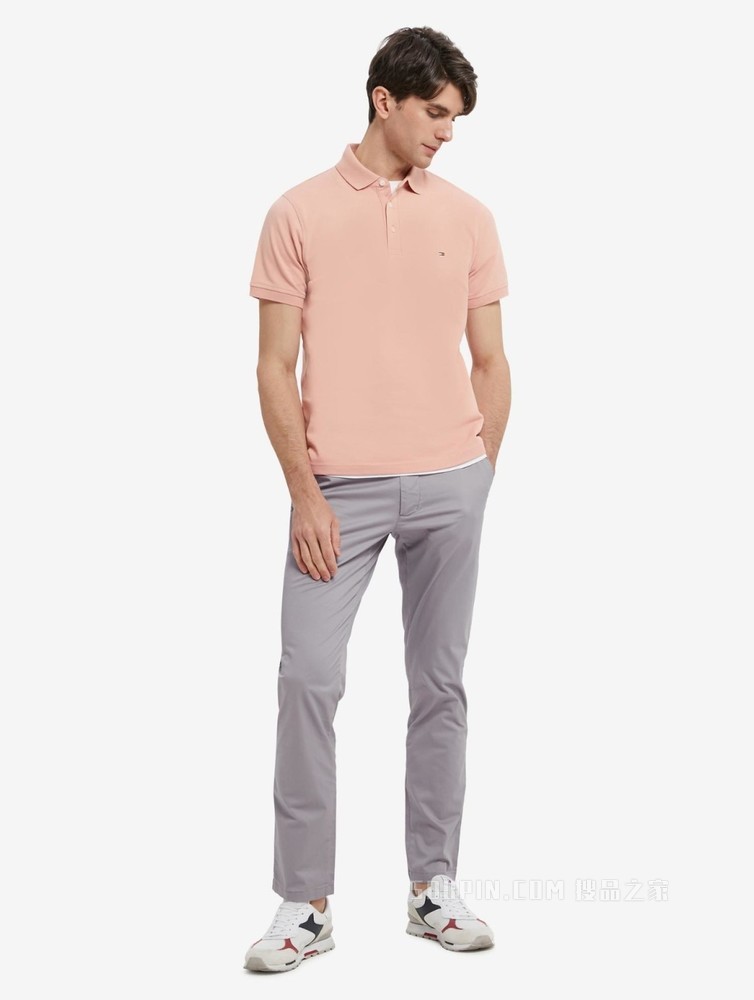 Tommy 22新款春夏男装时尚斜纹小绣标合身直筒窄管休闲裤22329