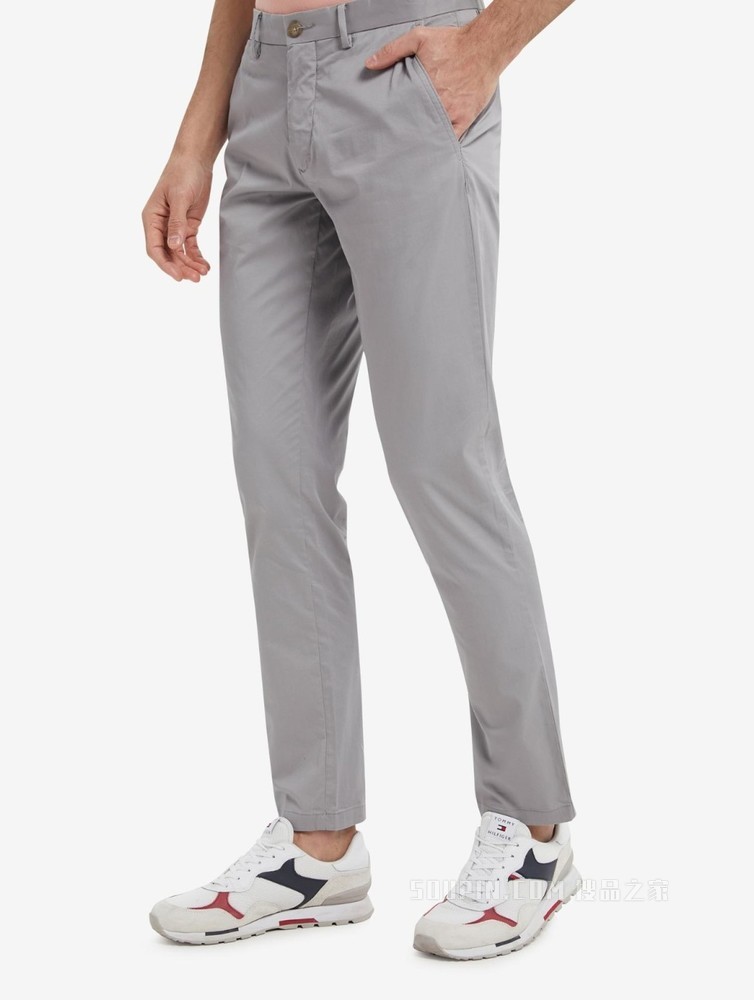 Tommy 22新款春夏男装时尚斜纹小绣标合身直筒窄管休闲裤22329