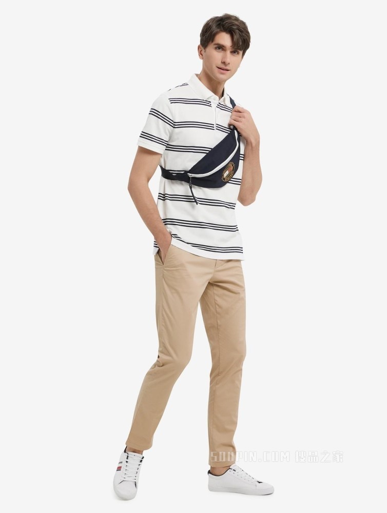 Tommy 22新款春夏男装时尚斜纹小绣标合身直筒窄管休闲裤22329