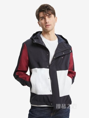Tommy 22新款春季男装潮流拼色小绣标大口袋连帽单夹克外套25484