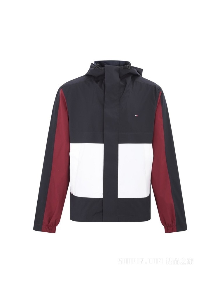 Tommy 22新款春季男装潮流拼色小绣标大口袋连帽单夹克外套25484