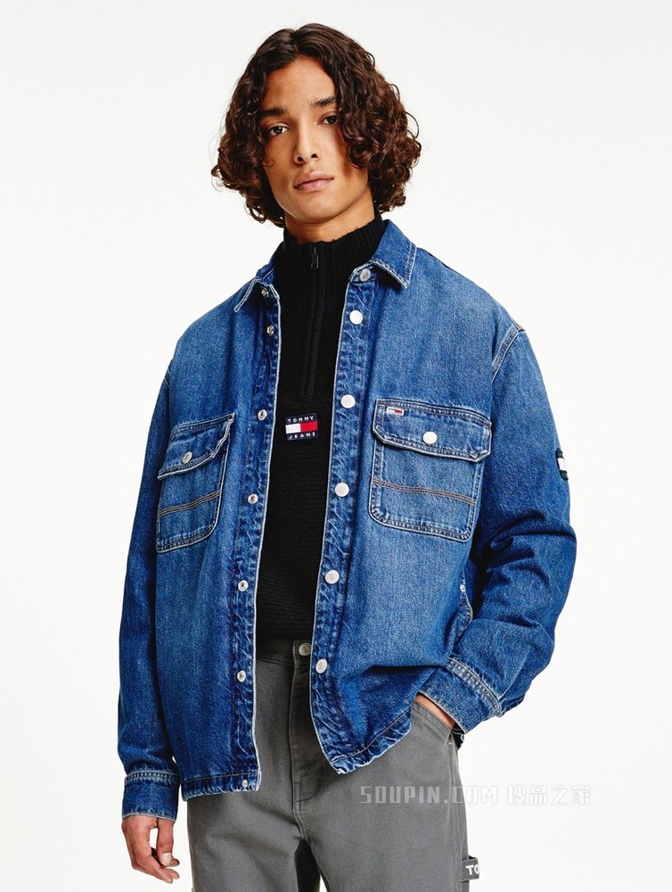 Tommy 22新款春季男装休闲简约纯棉LOGO绣片短款牛仔外套12457
