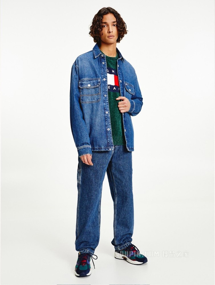 Tommy 22新款春季男装休闲简约纯棉LOGO绣片短款牛仔外套12457