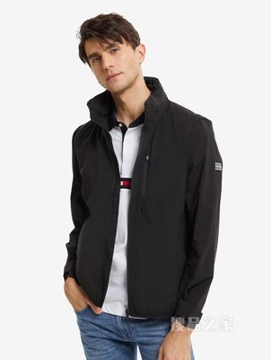 Tommy 22新款春夏男装运动休闲旗标贴片连帽单夹克外套MW0MW25485