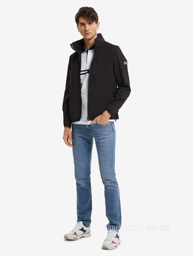 Tommy 22新款春夏男装运动休闲旗标贴片连帽单夹克外套MW0MW25485