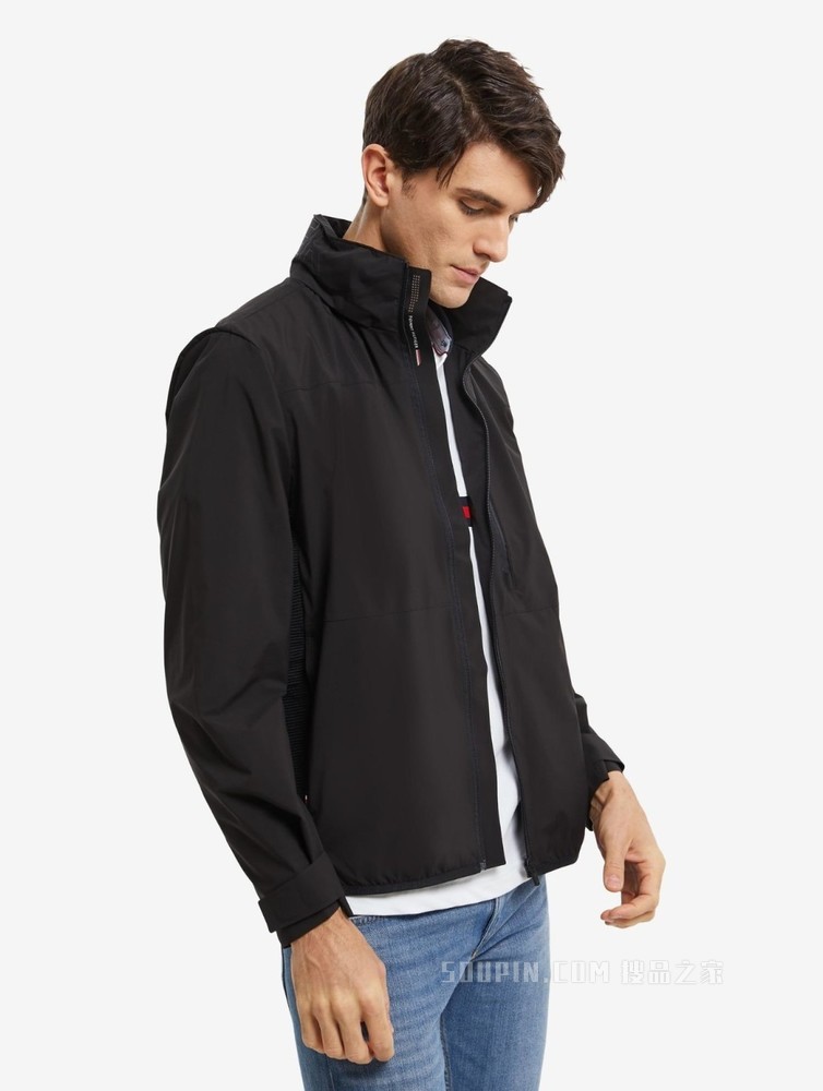 Tommy 22新款春夏男装运动休闲旗标贴片连帽单夹克外套MW0MW25485