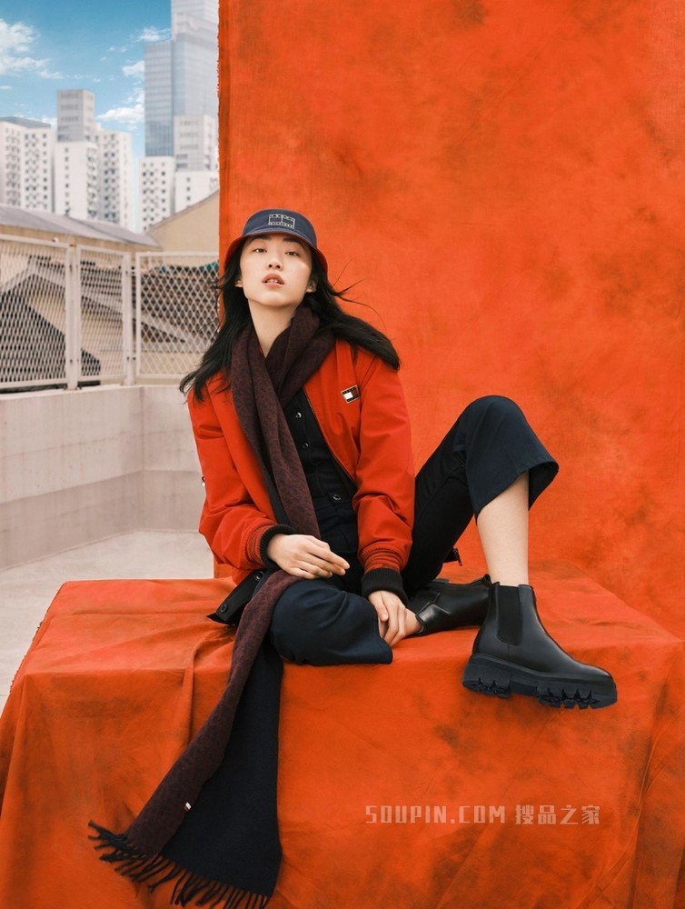 Tommy【新春系列】22新款虎年男女同款红刺绣双面穿夹克外套22243