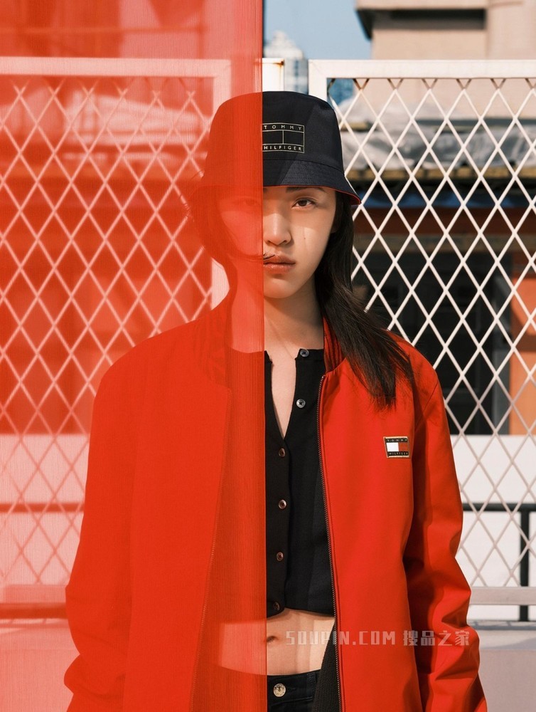 Tommy【新春系列】22新款虎年男女同款红刺绣双面穿夹克外套22243
