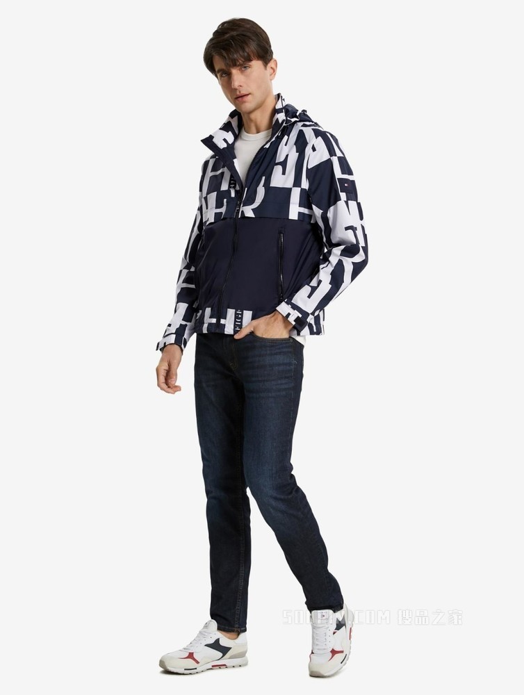 Tommy 22新款春季男装时尚潮流拼接字母印花单夹克外套MW0MW22260