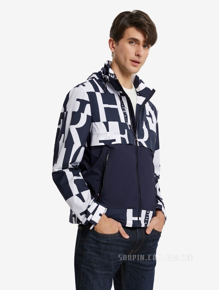 Tommy 22新款春季男装时尚潮流拼接字母印花单夹克外套MW0MW22260