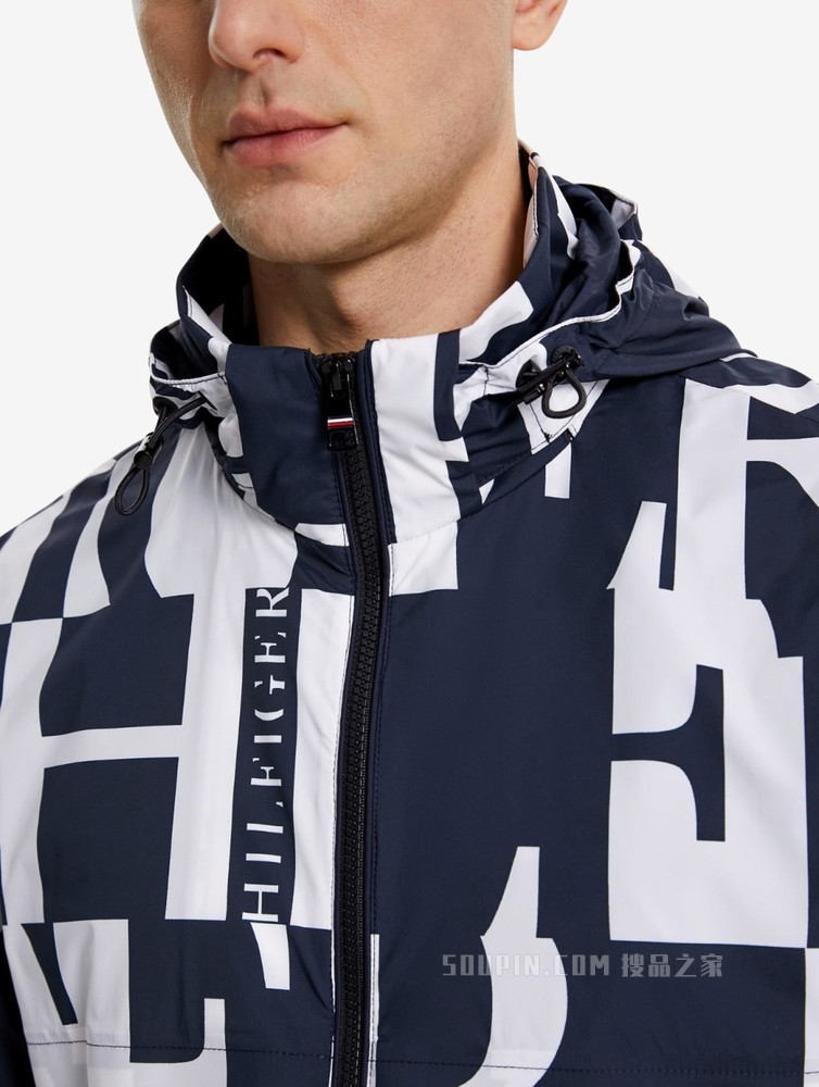 Tommy 22新款春季男装时尚潮流拼接字母印花单夹克外套MW0MW22260