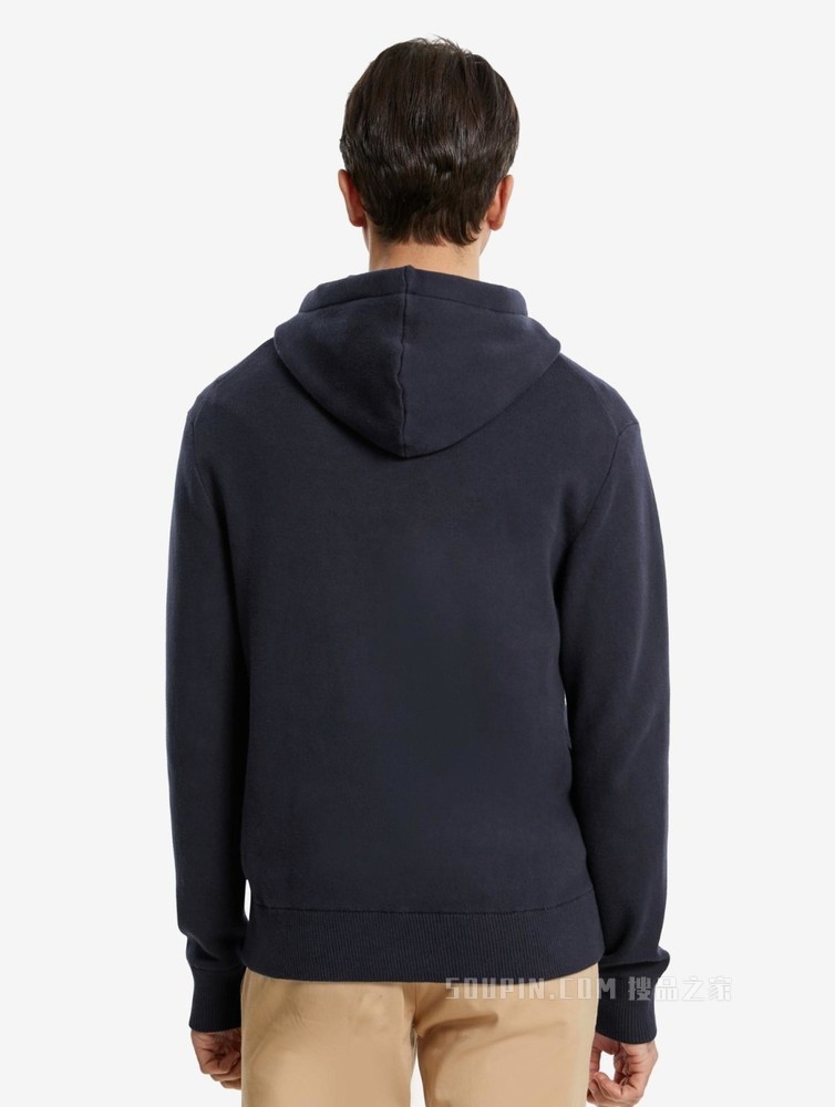 Tommy 22新款春季男装简约纯棉徽章刺绣连帽套头毛衣针织衫22347